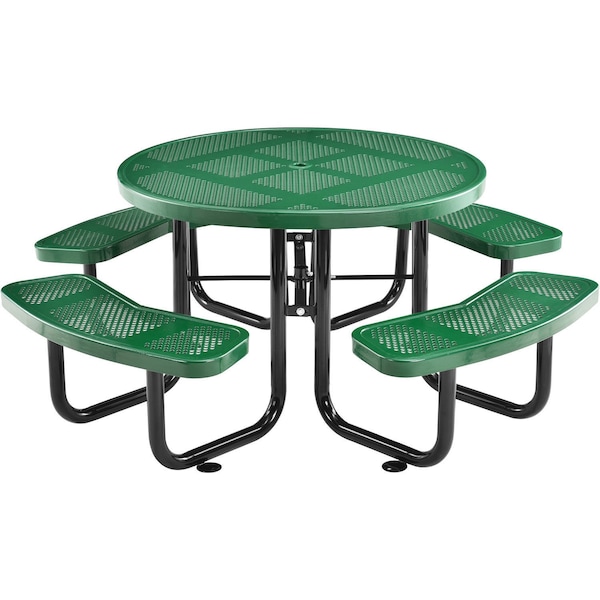 Global Industrial Round Picnic Table, Green, Perforated Metal, 46 in L, 29-1/2 in H Overall 262078GN - main